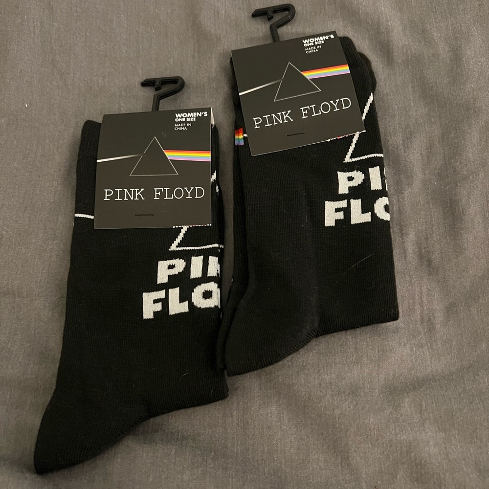 Pink Floyd Rock Band 2 pairs of Black Socks New